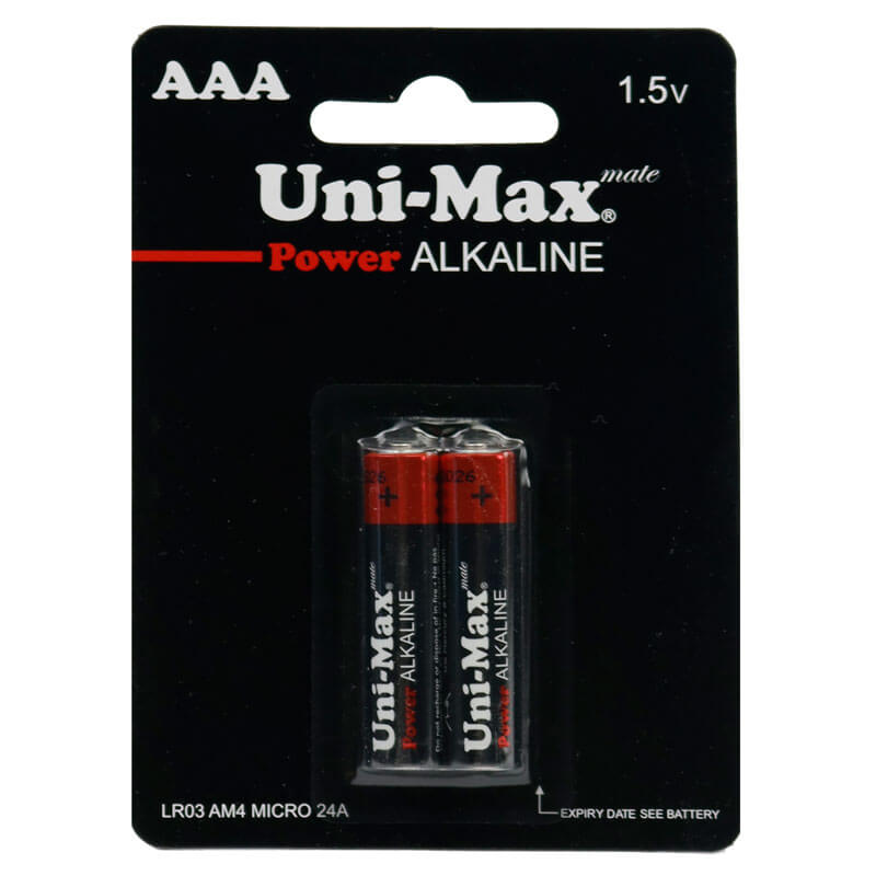 باتری دوتایی نیم قلم Uni-Max Alkaline LR03-AM4 1.5V AAA بسته ۲۴ عددی
